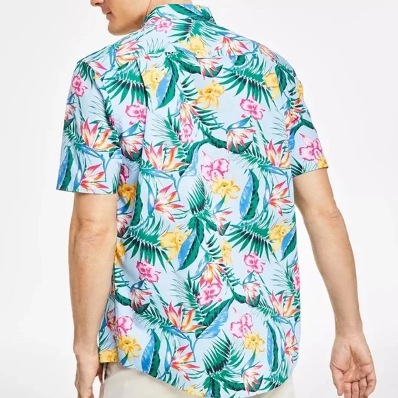 NWT Club Room Benie Classic-Fit Tropical Poplin Button-Down - Picture 2 of 2